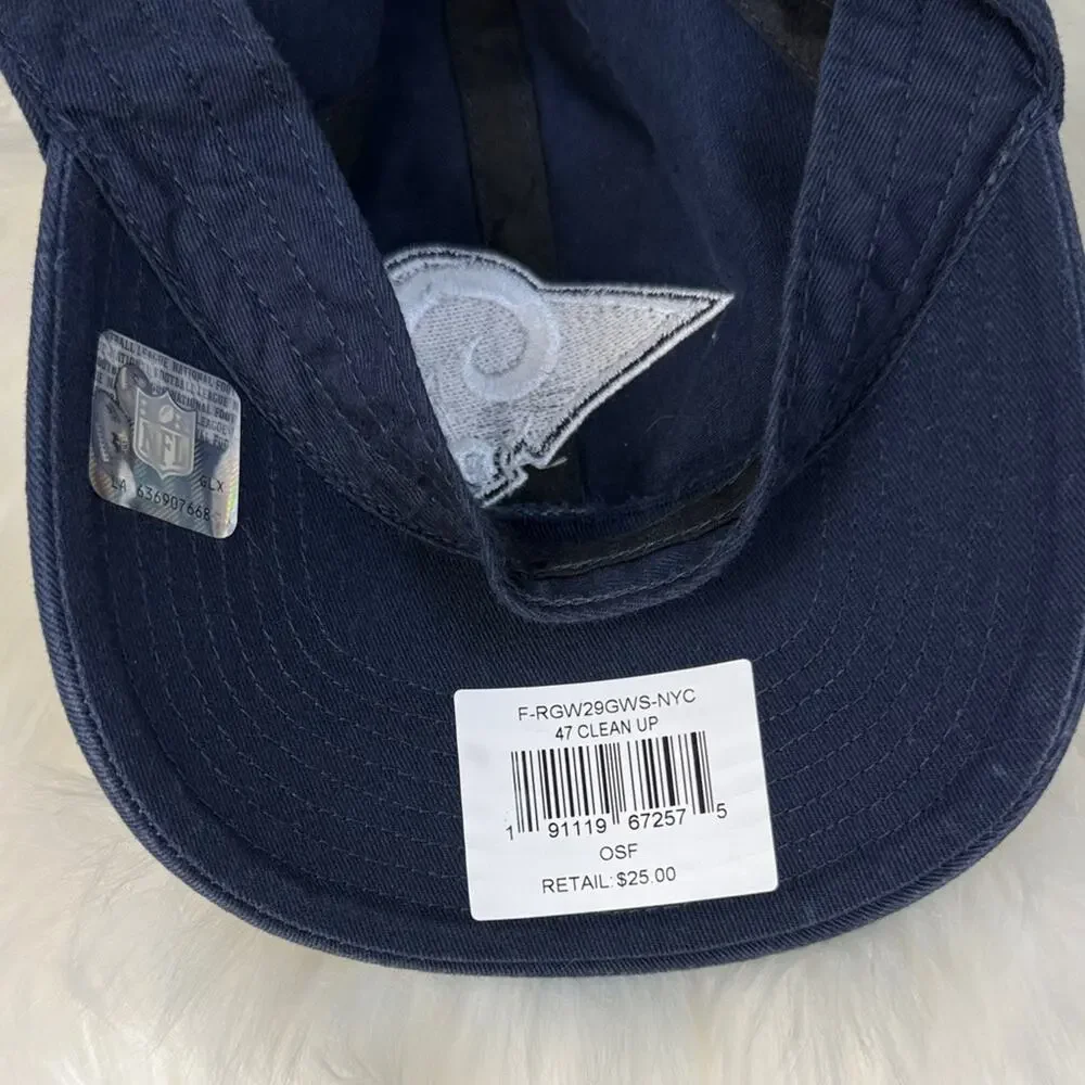 47 Brand Clean Up Rams Embroidered Logo Dark Blue Adjustable Cap